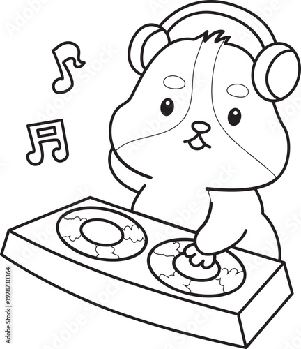 Coloring pages of Cute set of hamster sticker with activity.  Outline of hamster 