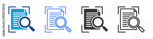 Text Analysis icon set multiple style collection