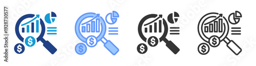 Roi Analysis icon set multiple style collection