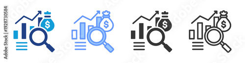 Investment Analysis icon set multiple style collection