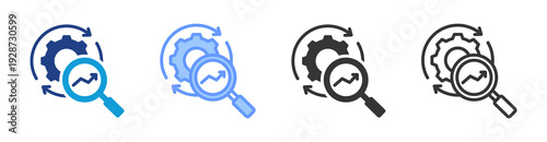 Process Analysis icon set multiple style collection