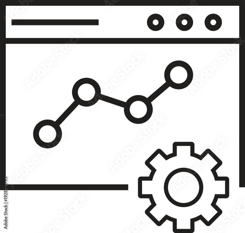 SEO Analytics Growth Chart Line Icon for Website Performance Monitoring, Digital Marketing Statistics and Data Analysis Concept, Transparent Background.