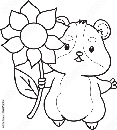 Coloring pages of Cute set of hamster sticker with activity.  Outline of hamster 