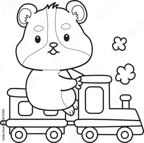 Coloring pages of Cute set of hamster sticker with activity.  Outline of hamster 