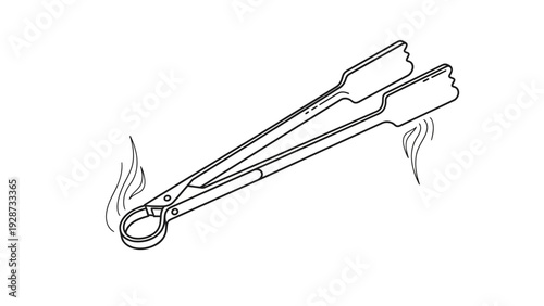 Hot kitchen tongs with steam illustration