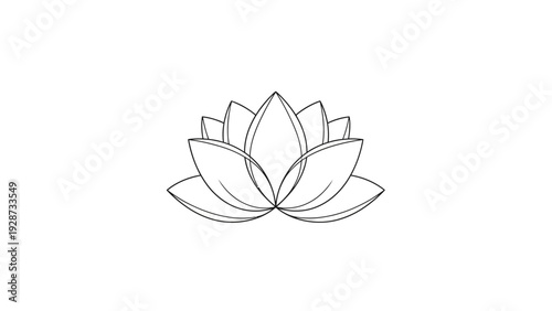 Simple line drawing of a lotus flower against a white background.