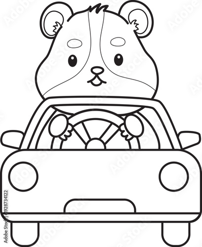 Coloring pages of Cute set of hamster sticker with activity.  Outline of hamster 