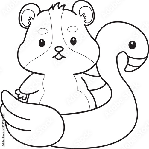 Coloring pages of Cute set of hamster sticker with activity.  Outline of hamster 