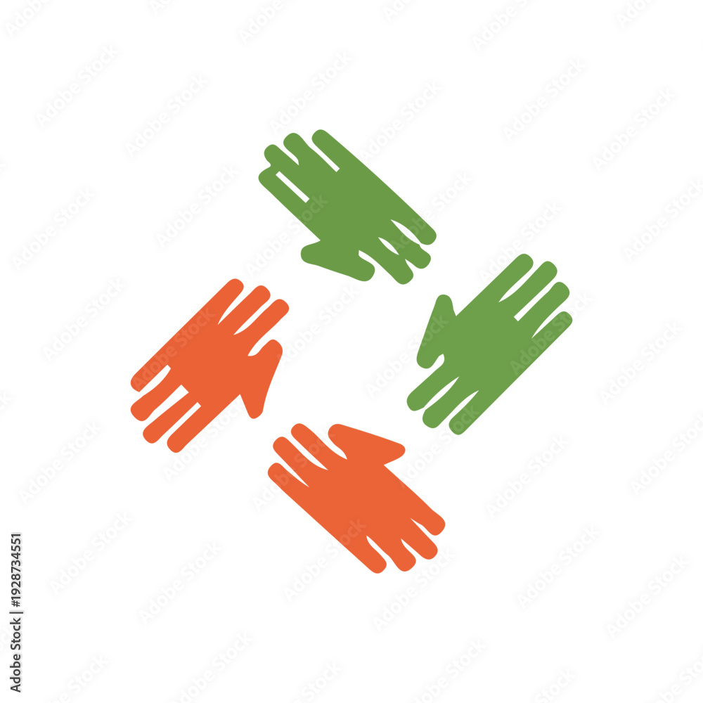 Obraz premium Four Hands Teamwork Icon
