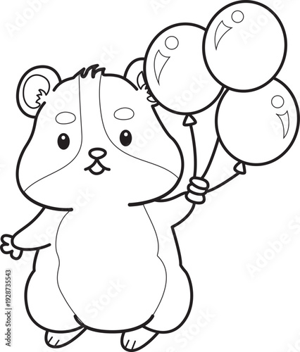 Coloring pages of Cute set of hamster sticker with activity.  Outline of hamster 