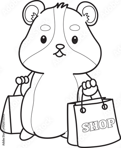 Coloring pages of Cute set of hamster sticker with activity.  Outline of hamster 