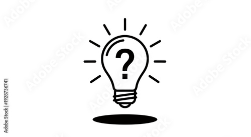Minimal lightbulb Icon with Question Mark Representing Curiosity and Innovative Thinking.