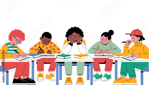 children sitting and studying
