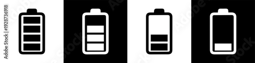 Battery Status Icon Set for Power Levels Energy Management Charging Progress and Mobile Hardware Interface