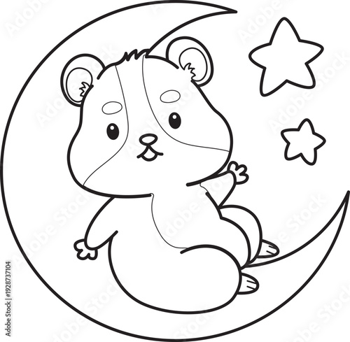 Coloring pages of Cute set of hamster sticker with activity.  Outline of hamster 