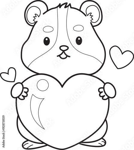 Coloring pages of Cute set of hamster sticker with activity.  Outline of hamster 