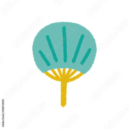 うちわ イラスト 夏 小物 手描き シンプル