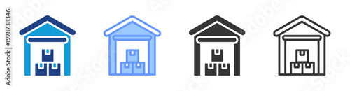 Warehousing icon set multiple style collection