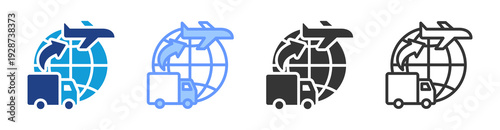 Freight Forwarding icon set multiple style collection