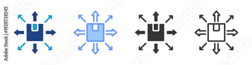 Distribution Scalability icon set multiple style collection