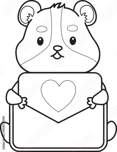 Coloring pages of Cute set of hamster sticker with activity.  Outline of hamster 