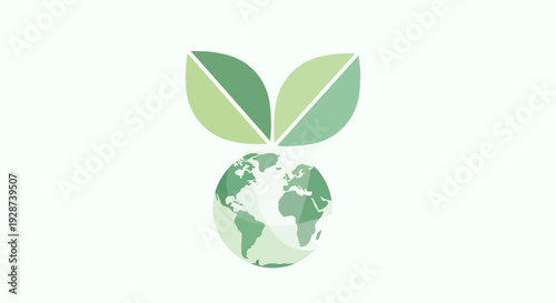 Green Earth Logo with Leaves Sprouting.