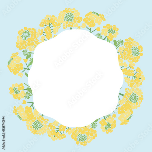 Textile Style Nanohana (Canola Flower) Vector Template (No Text) | Spring Floral Background Illustration