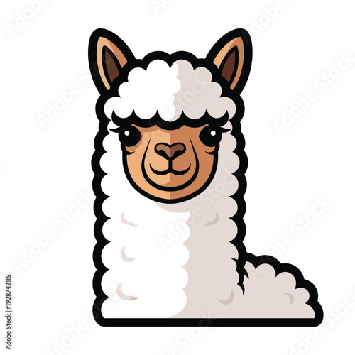 Adorable cartoon alpaca illustration, perfect for whimsical designs and charming animal-themed projects
