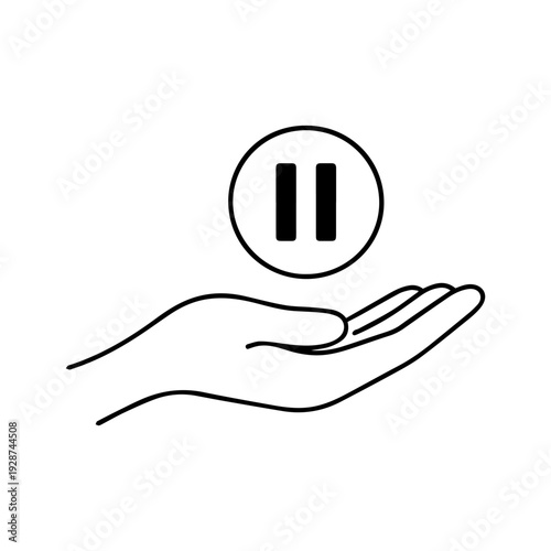 Hand holding pause button line icon vector
Vector line icon on a white background