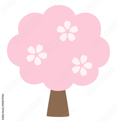 桜の木のベクターイラスト。春、さくら、花