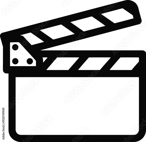Film clapper board icon on white background