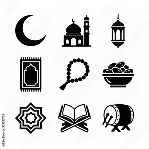 Islamic Symbols and Icons Set.
