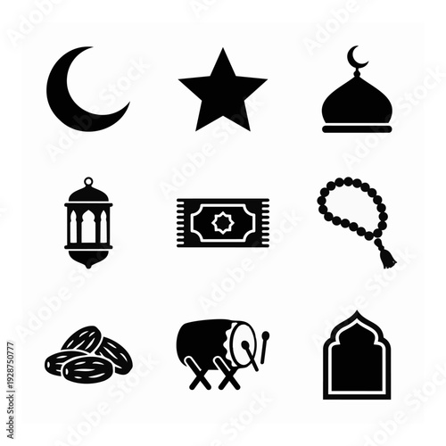 Islamic Symbols and Icons Set.