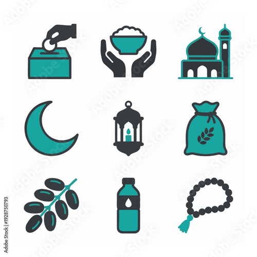 Islamic Symbols and Icons Set.