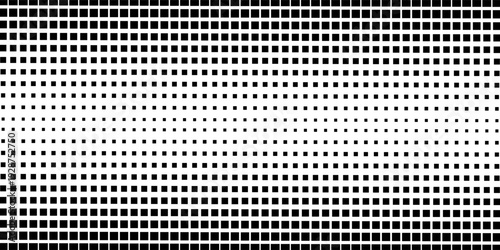 Monochrome square grid with horizontal size gradient, clean geometric abstract design.