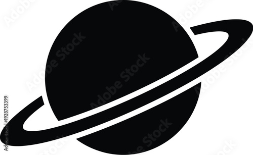 Simple black icon of saturn planet