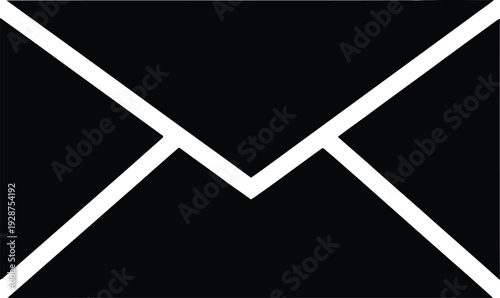 Simple black envelope icon on white background
