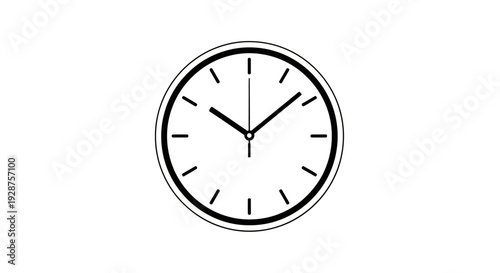 Minimalist clock illustration on white background demonstrating time and punctuality concept