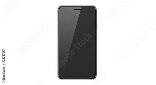 Modern smartphone with black screen isolated on white background for digital usage
