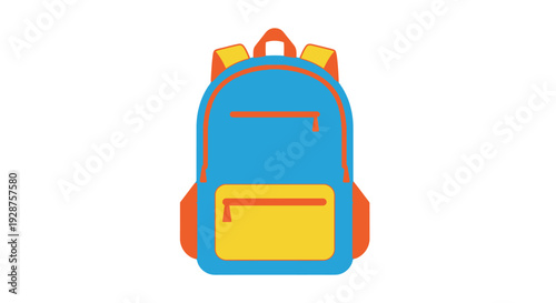 Colorful backpack illustration education and travel concept against white background