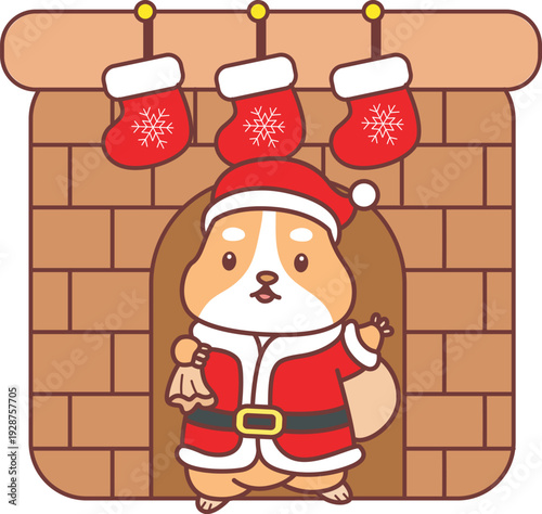 Cute christmas set of hamster sticker with activity. Hamster 