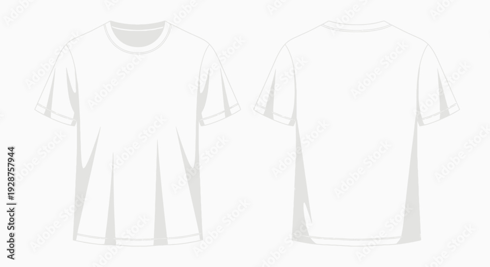 Naklejka premium Front and back view of a white t shirt mockup isolated on a white background
