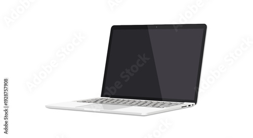 Modern laptop computer displayed on white background with copy space for design