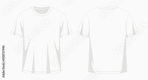 Front and back view of a white t shirt mockup isolated on a white background