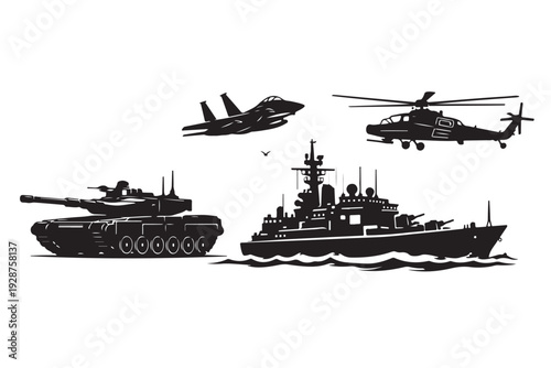 Canvas Print Generic Defense Force Silhouette, Vector Illustration, Isolated on White Backgro
