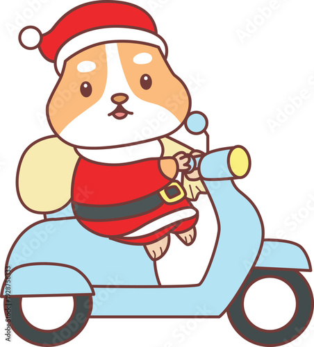 Cute christmas set of hamster sticker with activity. Hamster 