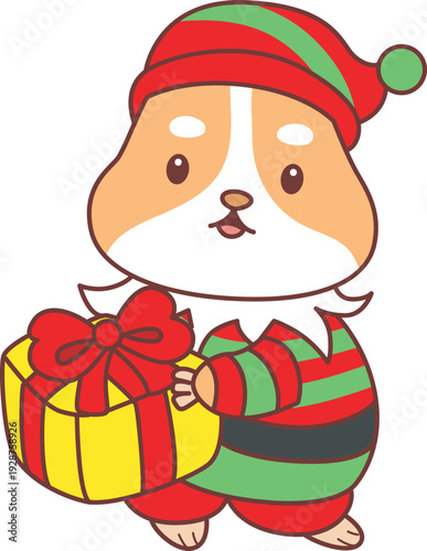 Cute christmas set of hamster sticker with activity. Hamster 