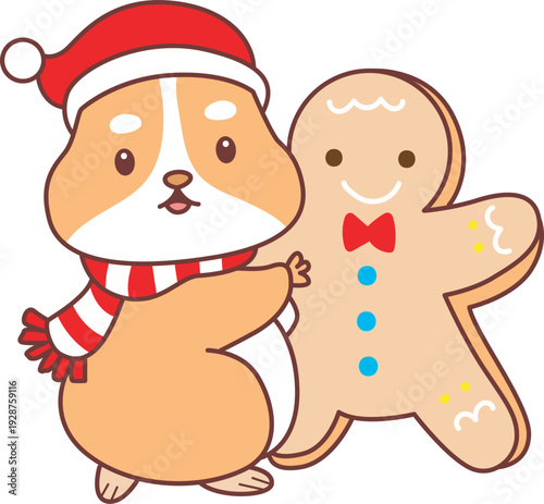 Cute christmas set of hamster sticker with activity. Hamster 