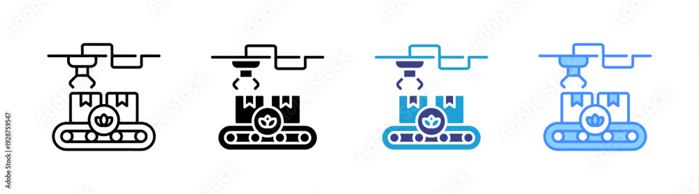 Obraz premium Production Line icon set multiple style collection