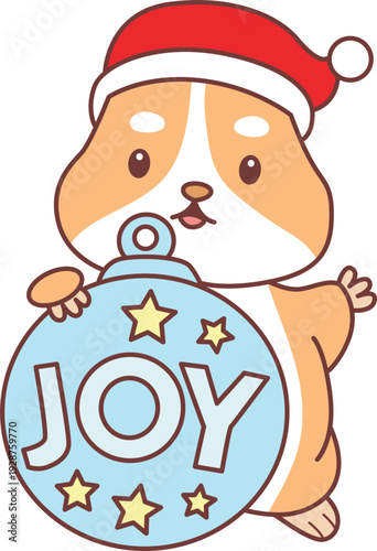 Cute christmas set of hamster sticker with activity. Hamster 